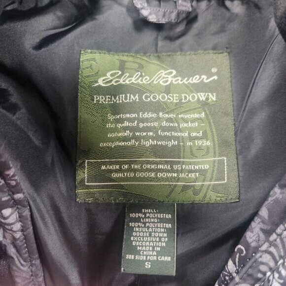 Eddie Bauer Puffer Vest Womens Small Goose Down Quilted Snowflake Print Floral - Picture 5 of 16